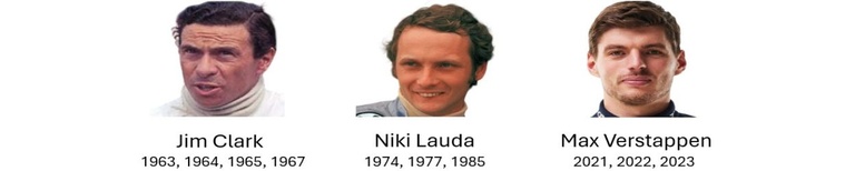 Clark - Lauda - Verstappen